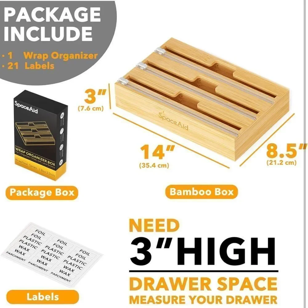 SpaceAid WrapNeat 3 in 1‎ Wrap Organizer with Cutter